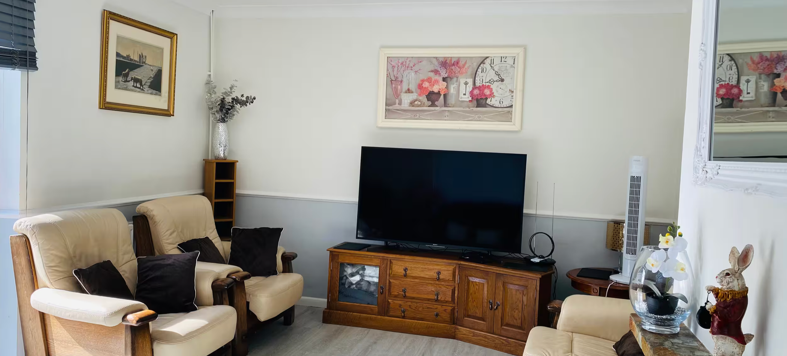Lounge with smart TV and comfortable seating